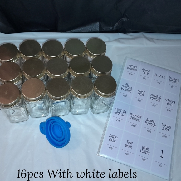 16pcs 4oz Spice Jars with 160 Preprinted Labels & Funnel Empty Glass Bottles - Picture 6 of 8